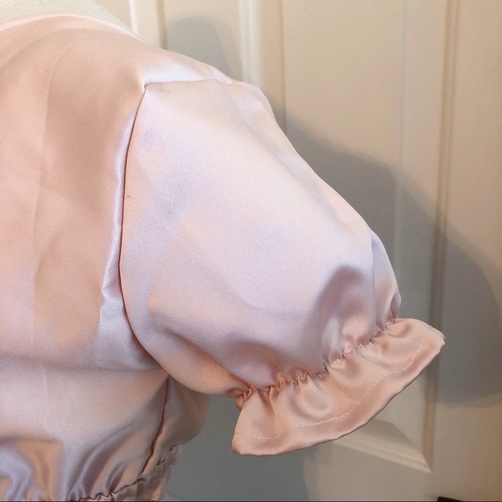 Pink Silk Ruffle Crop Top - Picture 3 of 3